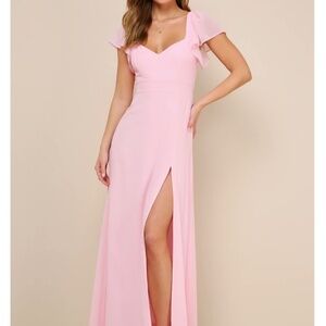Lulus Pink Chiffon Maxi Dress